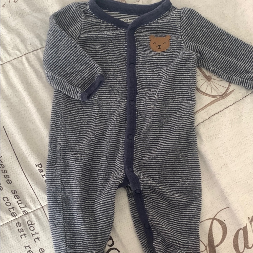Striped Blue Baby One Piece